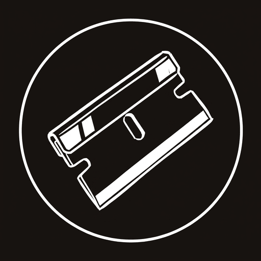 The CinemaCutter app icon — a line-drawn single-edge razor blade