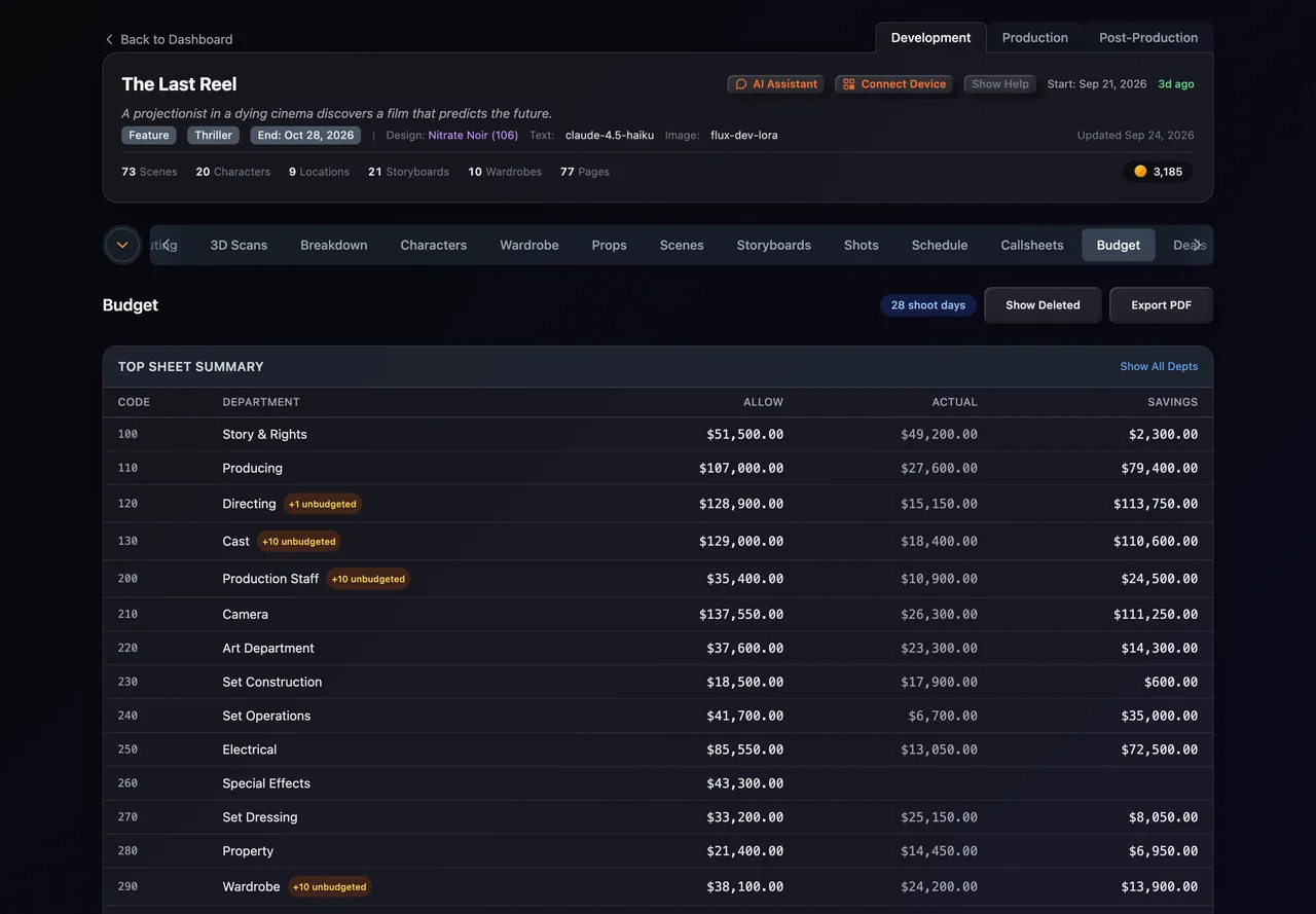Production Budgeter — screenshot 5 of 5