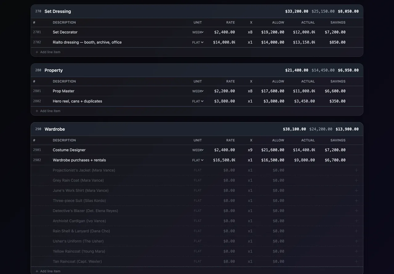 Production Budgeter — screenshot 4 of 5