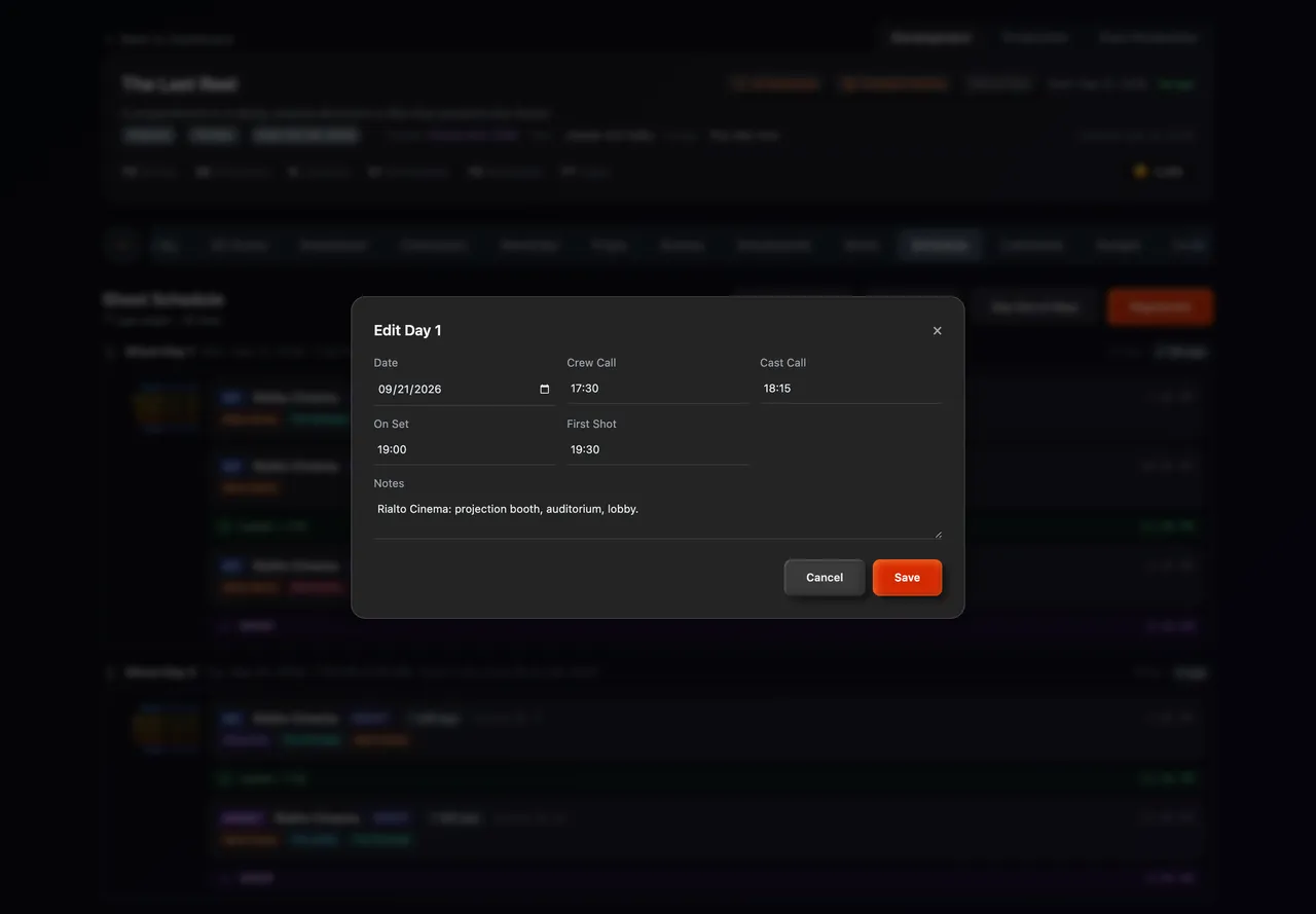 Schedule & Call Sheets — screenshot 2 of 5