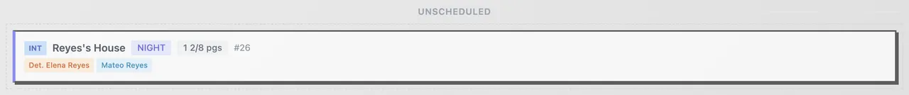 The Unscheduled list of strips that are not on any day
